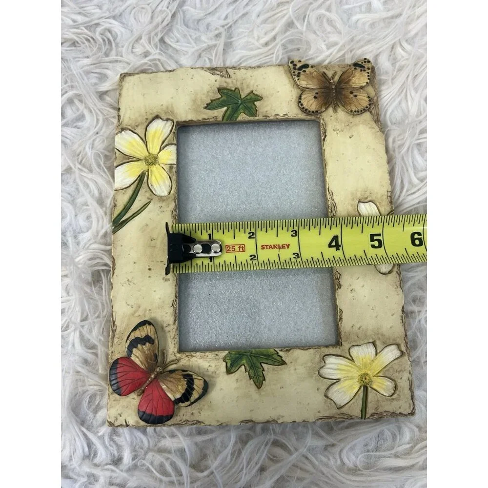 Vintage Multicolor 3D Butterfly Floral 4 x 6 Cottagecore Resin Picture Frame